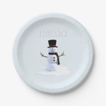 Schneemann mit Hut und Schal. Ich liebe Schnee