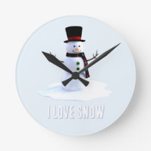 Schneemann mit Hut und Schal. Ich liebe Schnee