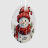 Schneemann mit Ihrem Namen Akryllisch Ornament (Vorderseite)