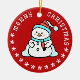 Schneemann mit Individuelle Name | Niedlich Keramik Ornament