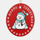 Schneemann mit Individuelle Name | Niedlich Keramik Ornament (Links)