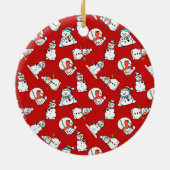 Schneemann mit Individuelle Name | Niedlich Keramik Ornament (Hinten)