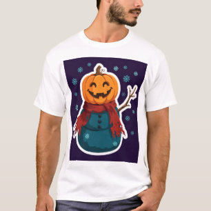 Schneemann mit Jack-o'-Lantern-Kopf T-Shirt