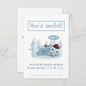 Schneemann mit Kakao schmelzen Einladung (Vorne/Hinten)