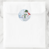Schneemann mit Kardinal Runder Aufkleber (Tasche)