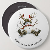 Schneemann mit Kardinalen Button (Vorne & Hinten)
