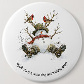 Schneemann mit Kardinalen Button (Vorderseite)