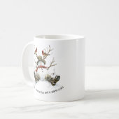 Schneemann mit Kardinalen Kaffeetasse (Vorderseite Links)