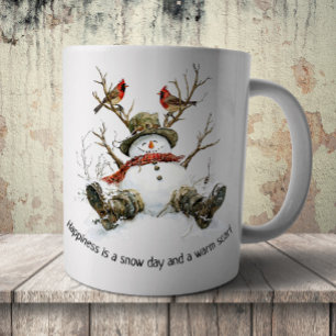 Schneemann mit Kardinalen Kaffeetasse