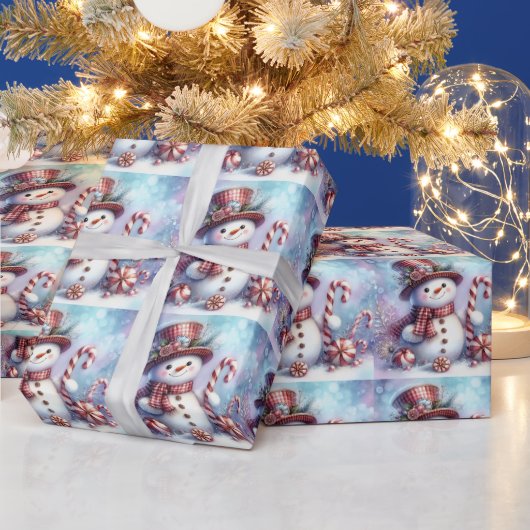 Schneemann mit Lebkutscherl und Pfefferminz Geschenkpapier (Feiertage)