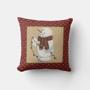 Schneemann mit Licht-Kissen Kissen