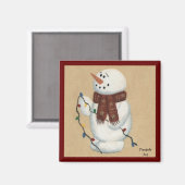 Schneemann mit Lichtmagnet Magnet (Vorderseite/Rückseite)