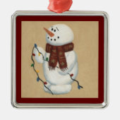 Schneemann mit Lichtschmuck Ornament Aus Metall (Vorne)
