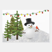 Schneemann mit mehrfarbiger Schneeflocke Geschenkpapier Set (Vorderseite)