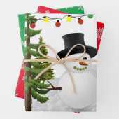 Schneemann mit mehrfarbiger Schneeflocke Geschenkpapier Set (Beispiel)