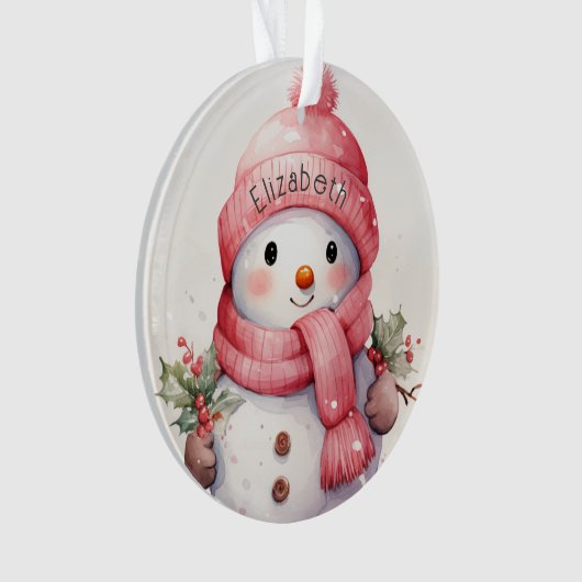Schneemann mit Namen Acrylic Ornament (Vorderseite)