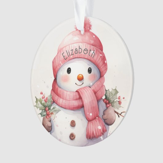 Schneemann mit Namen Acrylic Ornament (Vorderseite)