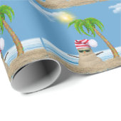 Schneemann mit Palme Geschenkpapier (Rolleneckpunkt)