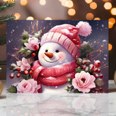 Schneemann mit Pink Roses Weihnachten