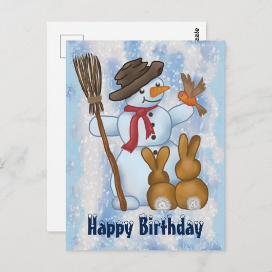 Schneemann mit Postkarte (Vorne/Hinten)