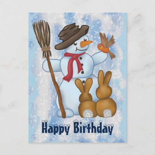 Schneemann mit Postkarte (Vorderseite)