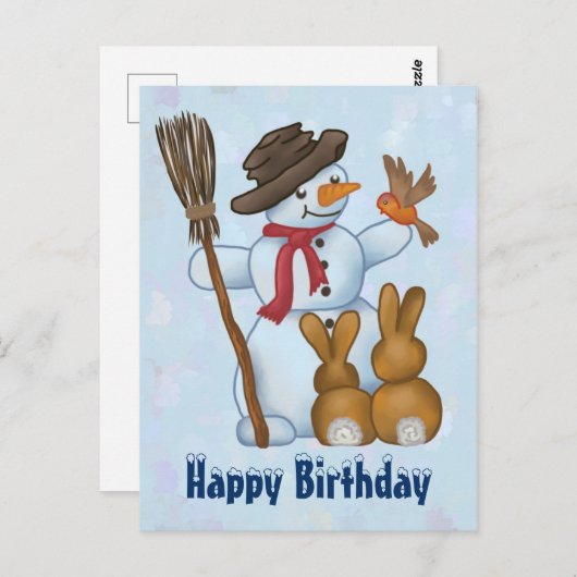 Schneemann mit postkarte (Vorne/Hinten)