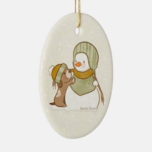 Schneemann mit Pup Ornament (Rechts)