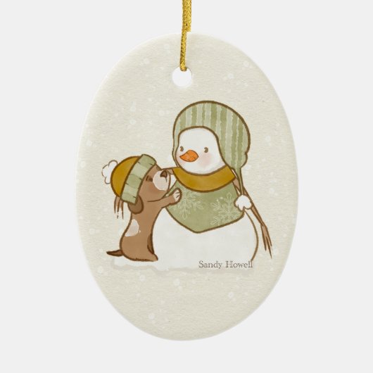 Schneemann mit Pup Ornament (Vorne)