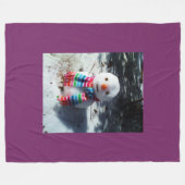 Schneemann mit Rainbow Scarf Fleecedecke (Vorderseite (Horizontal))