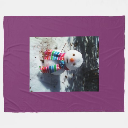 Schneemann mit Rainbow Scarf Fleecedecke (Vorderseite (Horizontal))