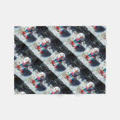Schneemann mit Rainbow Scarf Fleecedecke (Vorderseite (Horizontal))