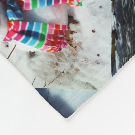 Schneemann mit Rainbow Scarf Fleecedecke (Ecke)