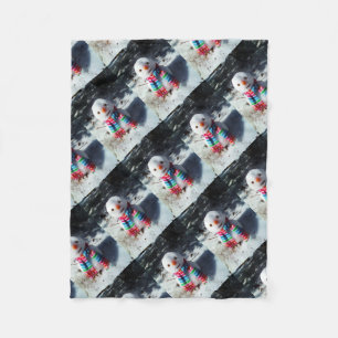 Schneemann mit Rainbow Scarf Fleecedecke