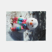 Schneemann mit Rainbow Scarf Fleecedecke (Vorderseite (Horizontal))