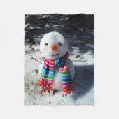 Schneemann mit Rainbow Scarf Fleecedecke (Vorderseite)