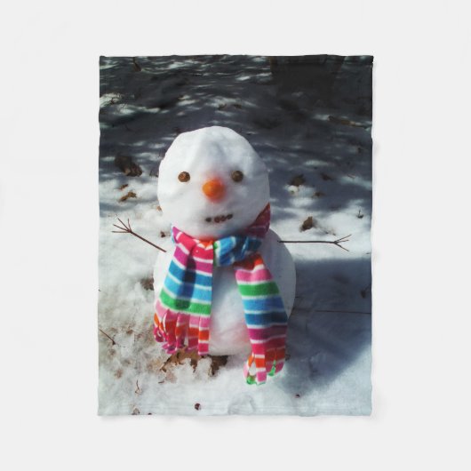 Schneemann mit Rainbow Scarf Fleecedecke (Vorderseite)