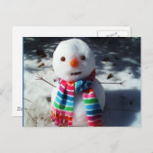 Schneemann mit Rainbow Striped Scarf Postkarte (Vorne/Hinten)