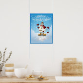 Schneemann mit Red Christmas Hearts Poster (Küche)