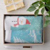 Schneemann mit Red Hat und Scarf und Schneebäumen Seidenpapier (Geschenk)