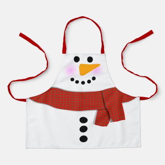 Schneemann mit Red Scarf Weihnachten Schürze (Vorderseite)