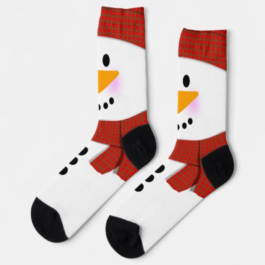 Schneemann mit Red Scarf Weihnachten Socken (Linkes Detail)