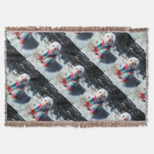 Schneemann mit Regenbogen-Scarf Decke