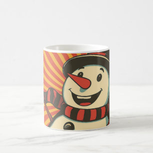 Schneemann mit Rollerfahrt auf dem Untersetzer Kaffeetasse