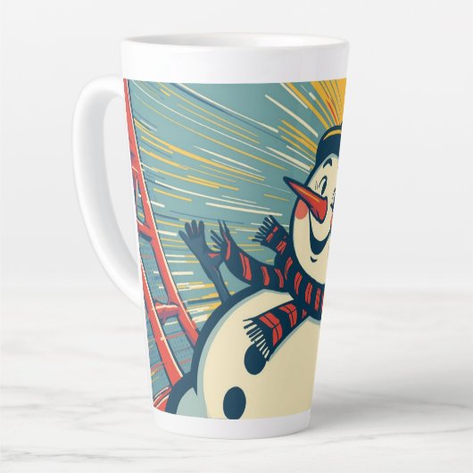 Schneemann mit Rollerfahrt auf dem Untersetzer Milchtasse (Linke Ecke)