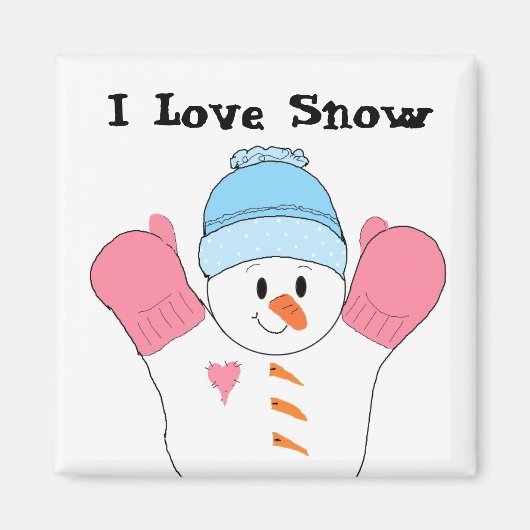 Schneemann mit rosa Mittens Magnet (Vorne)