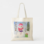 Schneemann mit rosa Schal Happy Snowdays Tote Bag Tragetasche (Rückseite)