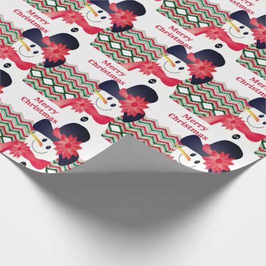 Schneemann mit Rot Geschenkpapier (Ecke)