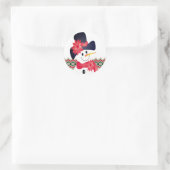 Schneemann mit Rot Runder Aufkleber (Tasche)