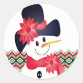 Schneemann mit Rot Runder Aufkleber (Vorderseite)