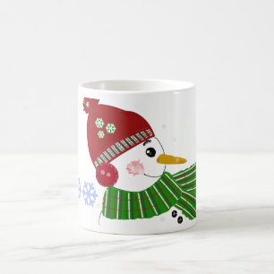 Schneemann mit rotem Hut und grünem Schal Kaffeetasse